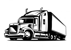 Graphic of a semi-truck making a right-turn