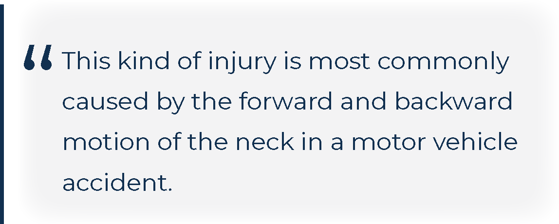 This kind of injury is most commonly caused by the forward and backward motion of the neck in a motor vehicle accident