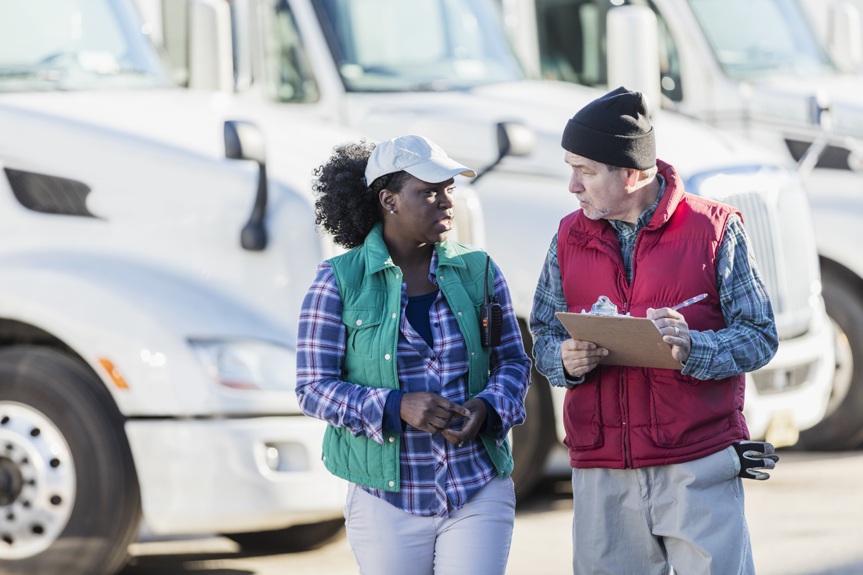 truck company employees talking