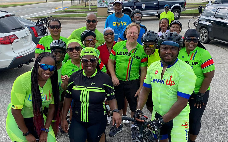 Members of the Level Up Cycling Club