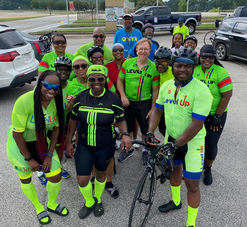 Group photo of the Level Up Cycling Club