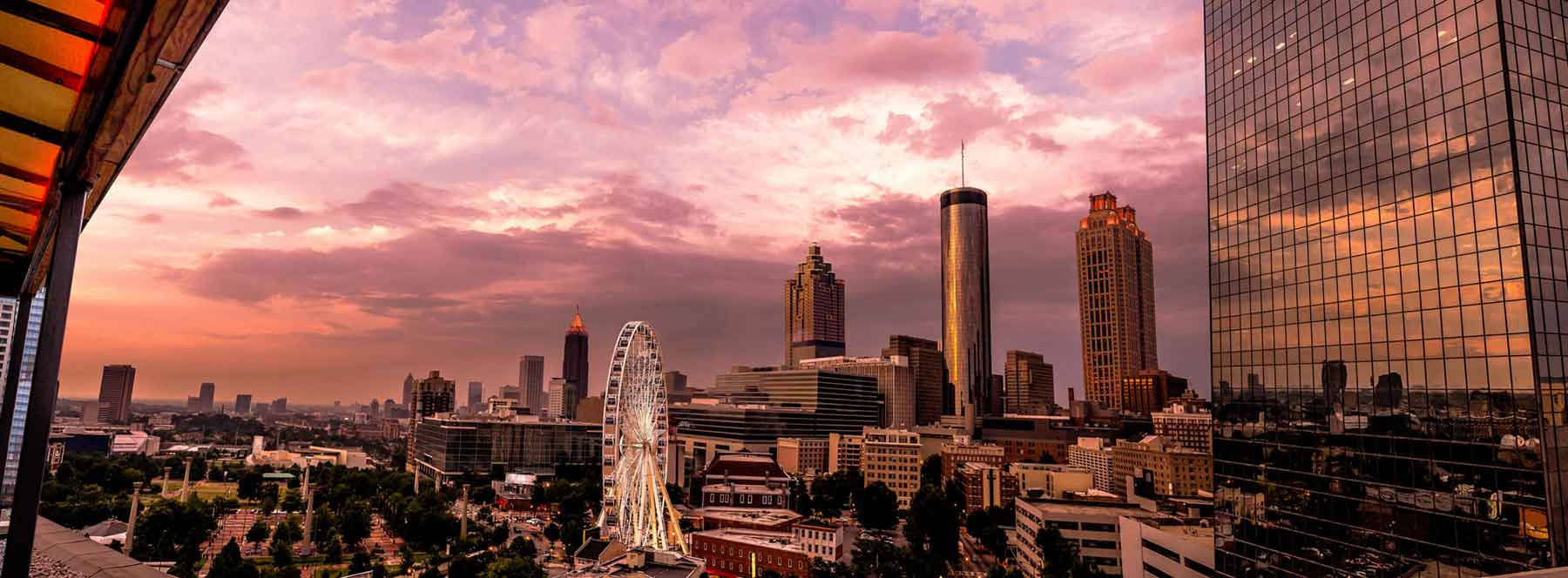 City of Atlanta with purple clouds