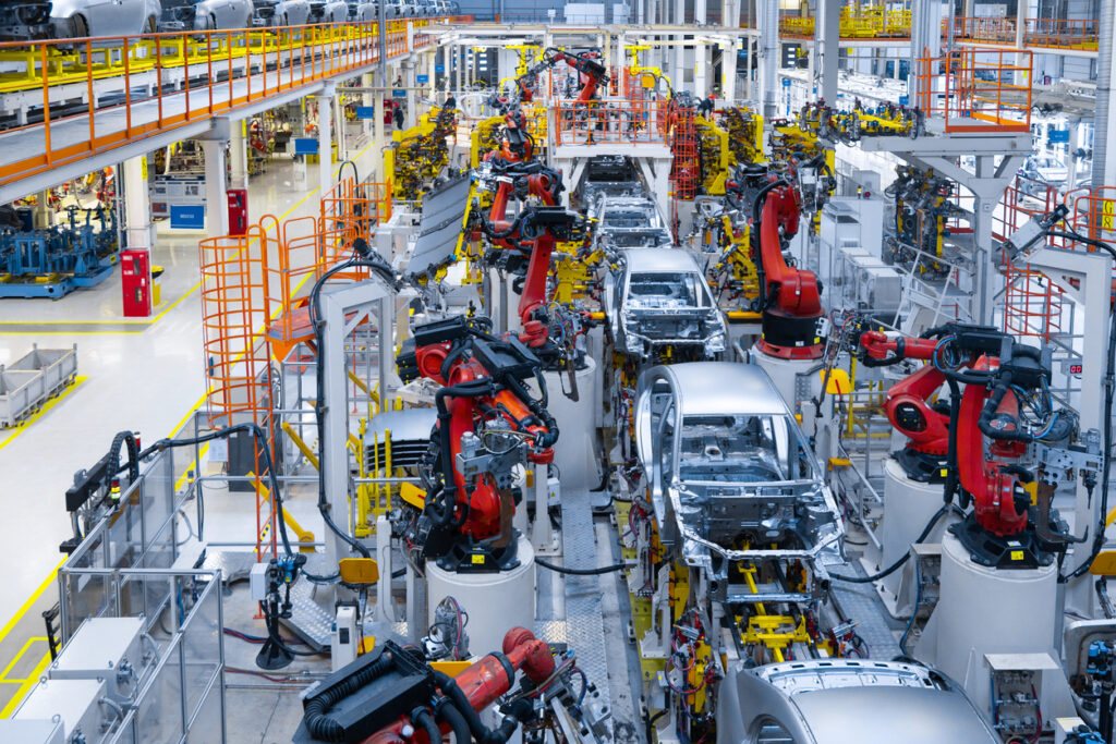car production line at a car manufacturing plant